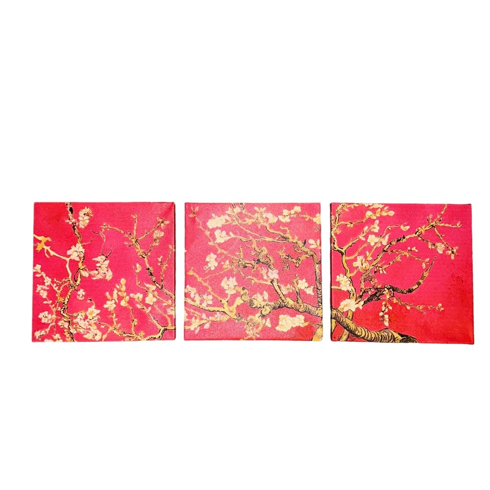 Wall Art | Three Piece Set Canvas Art | Cherry Blossom Paintings